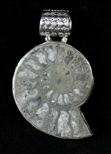 Pyritized Ammonite Fossil Pendant - Sterling Silver #19887